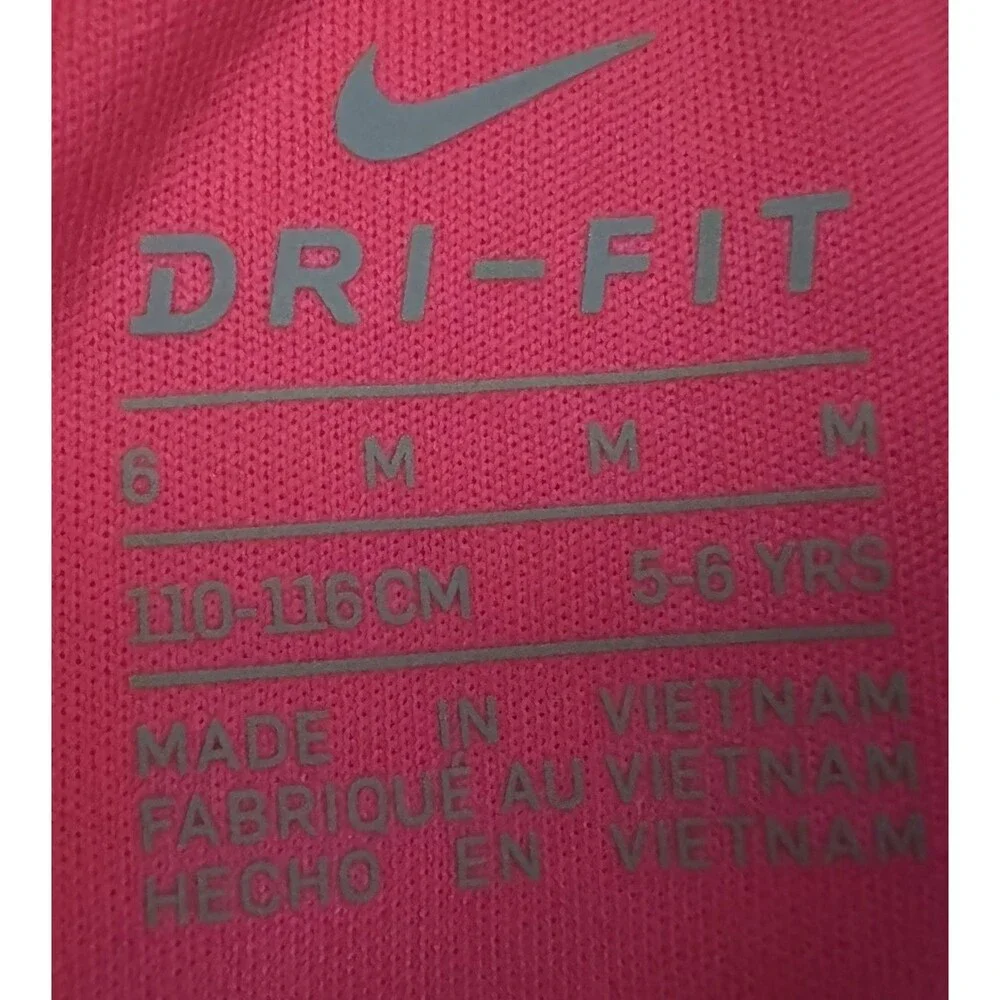 Nike Girls Size 6 Dri-Fit Set 2-Piece Pink Shirt Gray Shorts Athletic Casual New